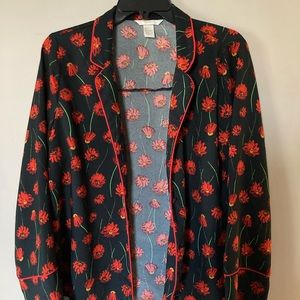Floral “pajama shirt” long sleeve button up